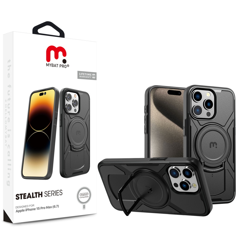 Picture of MyBat Pro Stealth Series Case for Apple iPhone 15 Pro Max (6.7) - Black / Black