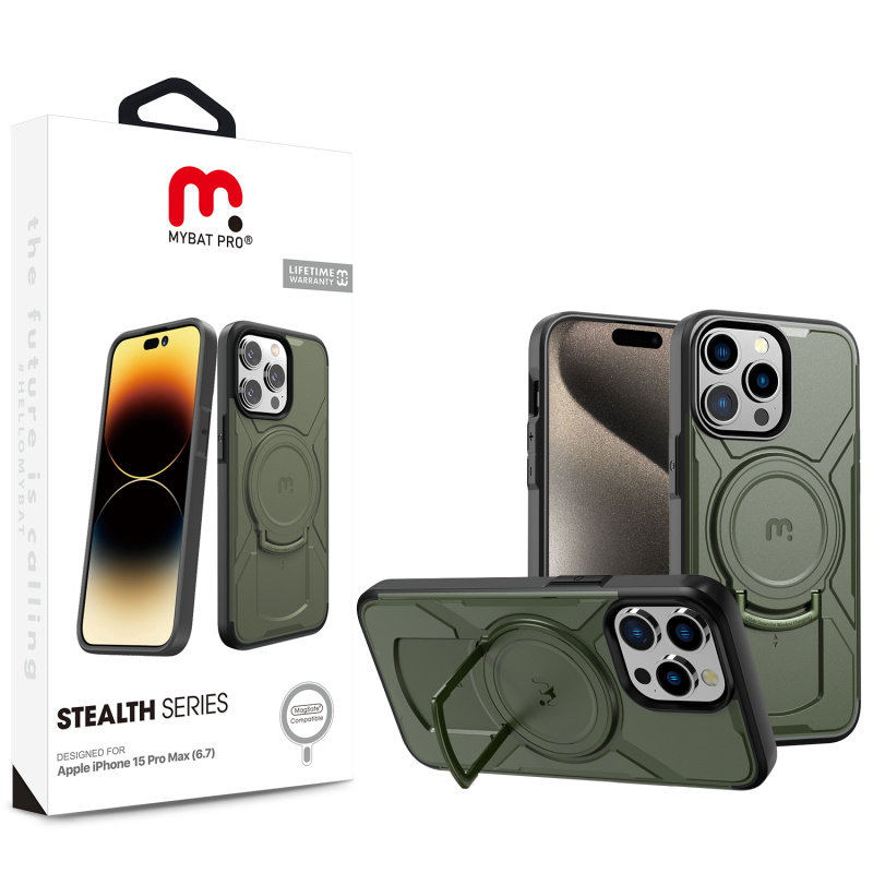 Picture of MyBat Pro Stealth Series Case for Apple iPhone 15 Pro Max (6.7) - Army Green / Black