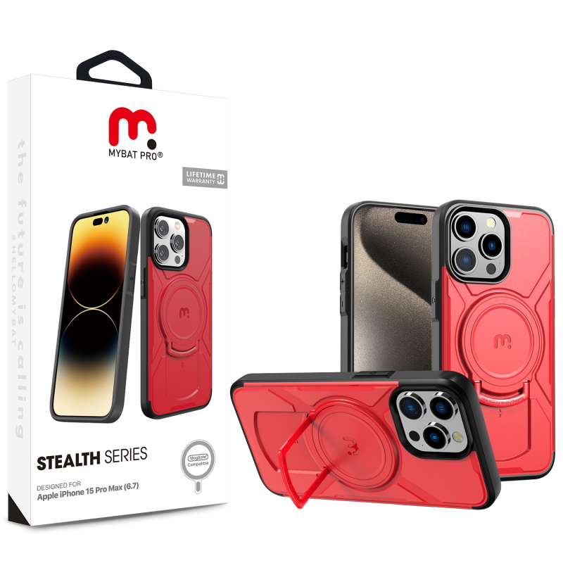 Picture of MyBat Pro Stealth Series Case for Apple iPhone 15 Pro Max (6.7) - Red / Black