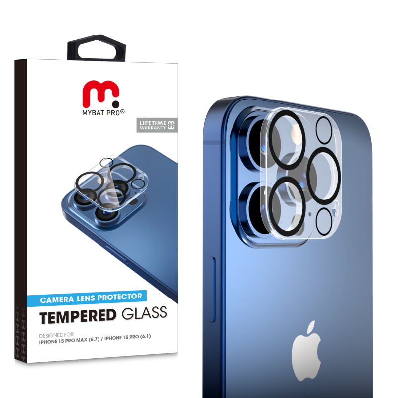 Picture of MyBat Pro Tempered Glass Lens Protector (2.5D) for Apple iPhone 15 Pro Max (6.7) / 15 Pro (6.1) - Clear