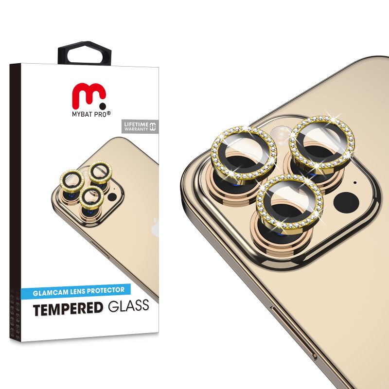 Picture of MyBat Pro Tempered Glass GlamCam Lens Protector for Apple iPhone 15 Pro Max (6.7) / 15 Pro (6.1) - Gold