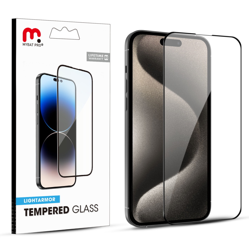 Picture of MyBat Pro LightArmor Tempered Glass Screen Protector for Apple iPhone 15 Pro (6.1) - Black