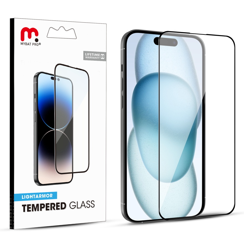 Picture of MyBat Pro LightArmor Tempered Glass Screen Protector for Apple iPhone 15 (6.1) - Black