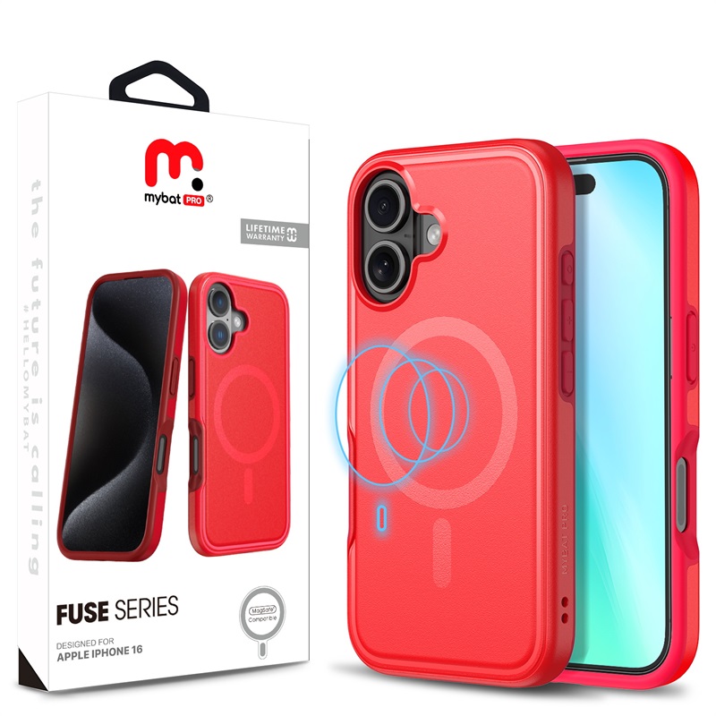 Picture of MyBat Pro Fuse Series w/ MagSafe Case for Apple iPhone 16 - Red