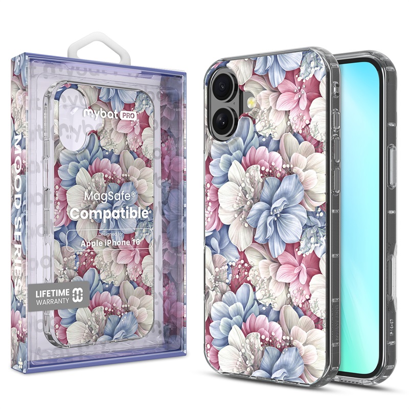 Picture of MyBat Pro Mood Series MagSafe Case (with Diamonds) for Apple iPhone 16 - Floral Gems