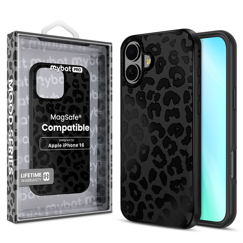 Picture of MyBat Pro Mood Series MagSafe Case for Apple iPhone 16 - Black Leopard