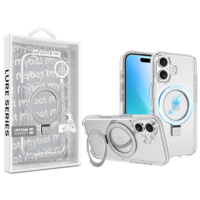 Picture of MyBat Pro Lure Series Case w/ MagSafe Kickstand Ring for Apple iPhone 16 - White