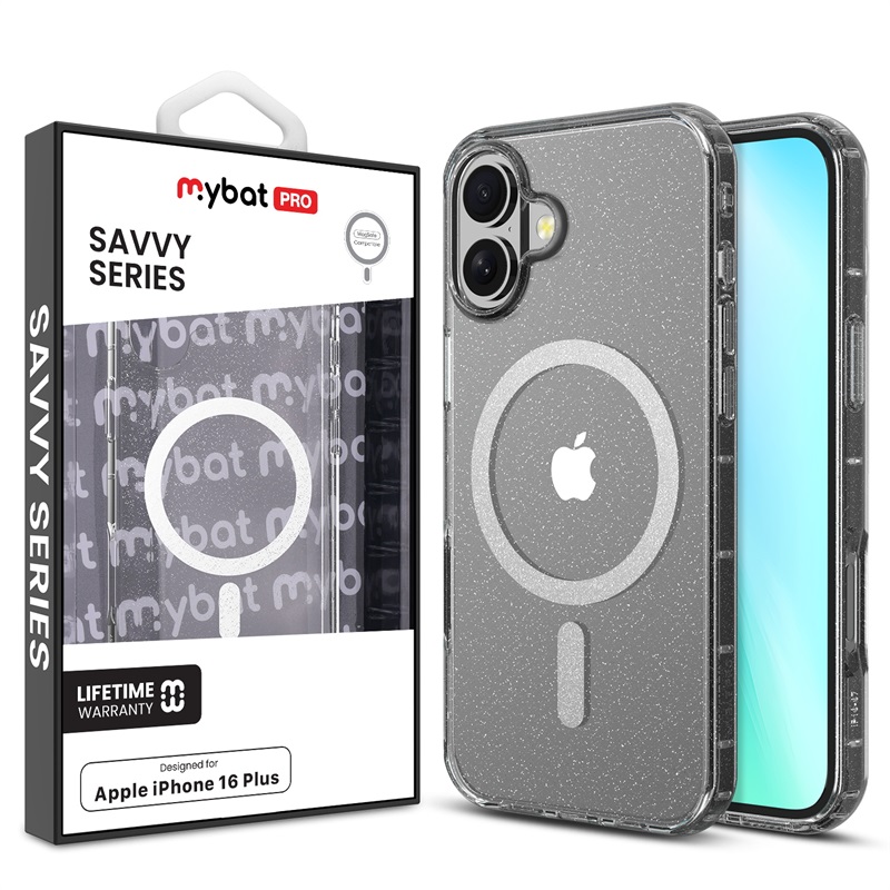 Picture of MyBat Pro Savvy Series MagSafe Case for Apple iPhone 16 Plus - Clear Glitter
