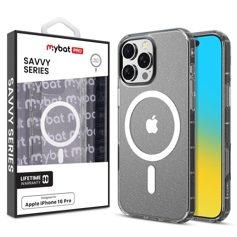 Picture of MyBat Pro Savvy Series MagSafe Case for Apple iPhone 16 Pro - Clear Glitter