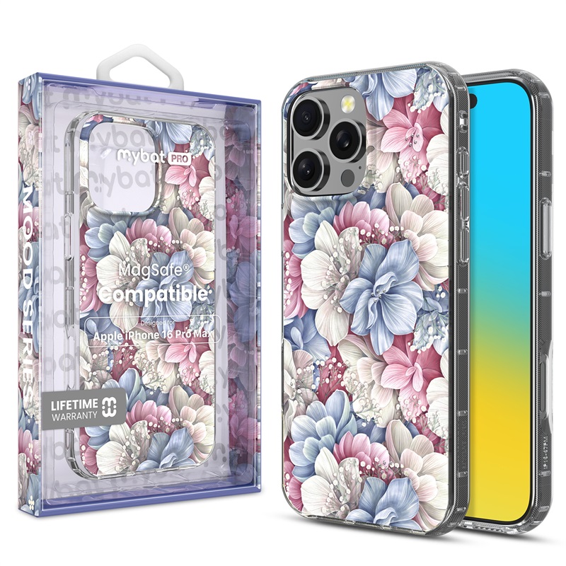 Picture of MyBat Pro Mood Series MagSafe Case (with Diamonds) for Apple iPhone 16 Pro Max - Floral Gems