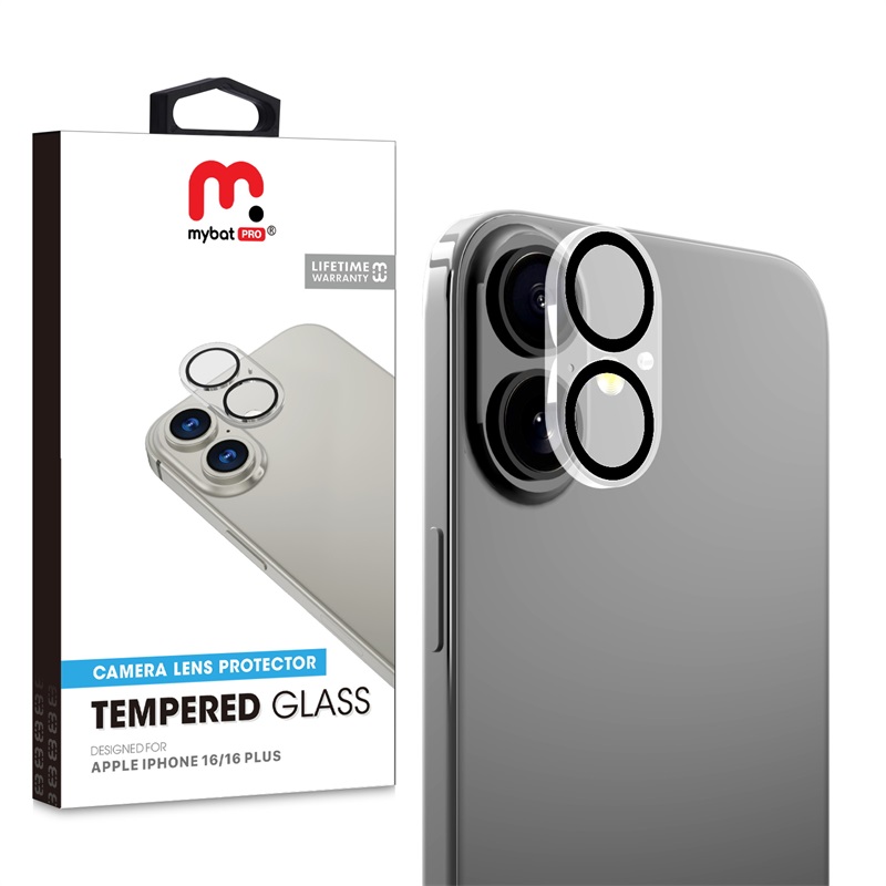 Picture of MyBat Pro Tempered Glass Lens Protector (2.5D) for Apple iPhone 16 / 16 Plus - Clear