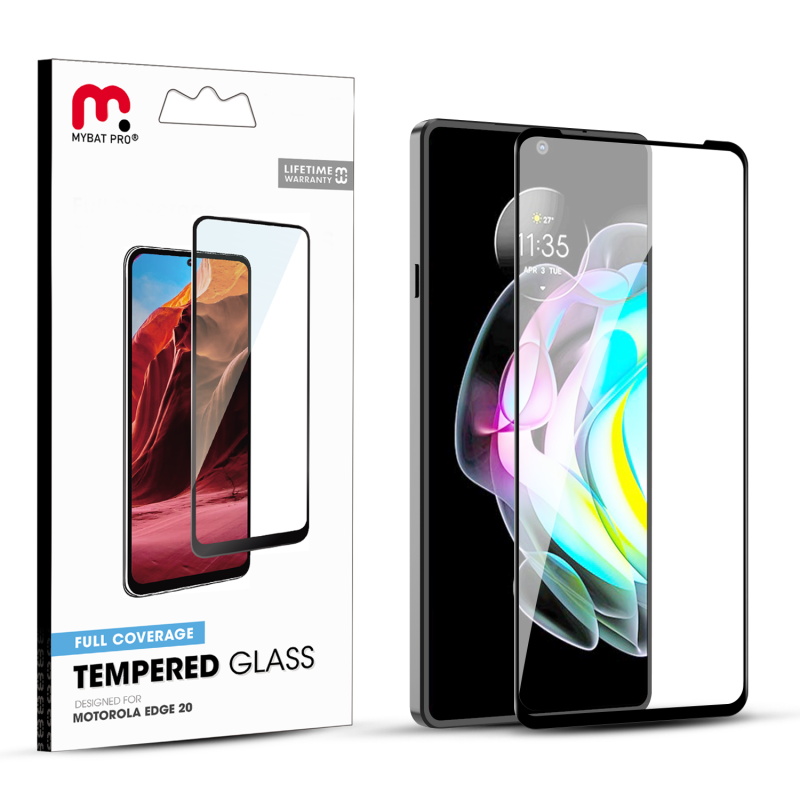 Picture of MyBat Pro Full Coverage Tempered Glass Screen Protector for Motorola Edge 20 Pro / Edge 20 Lite / Edge 20 - Clear