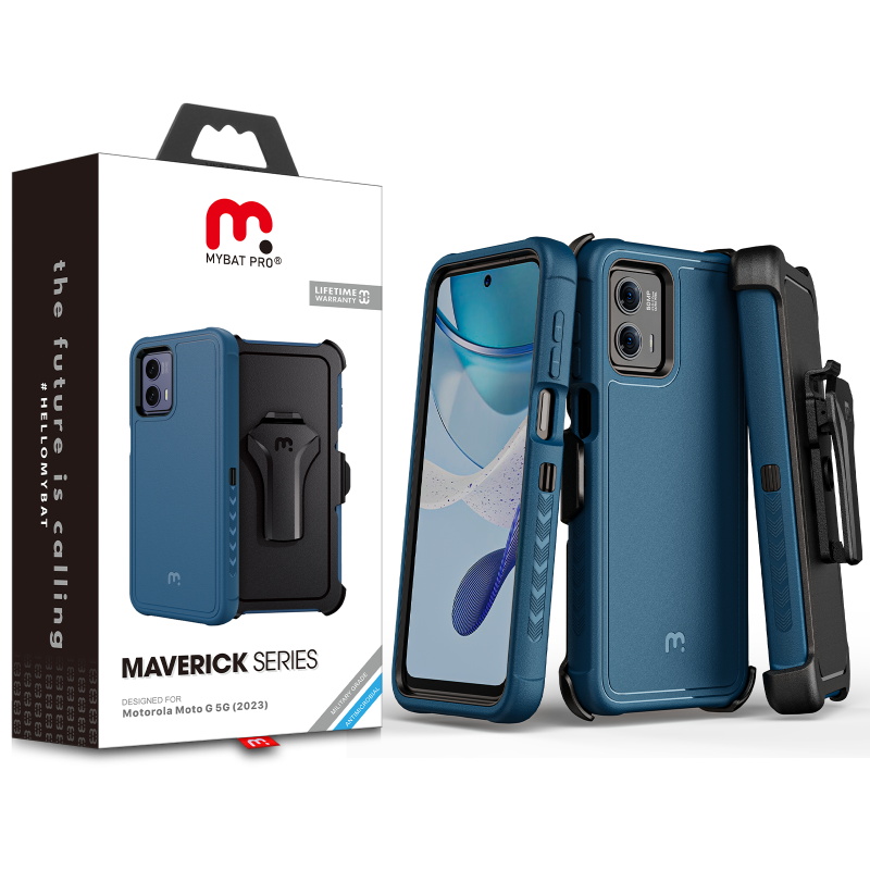 Picture of MyBat Pro Maverick Series Case w/ Holster for Motorola Moto G 5G (2023) - Blue