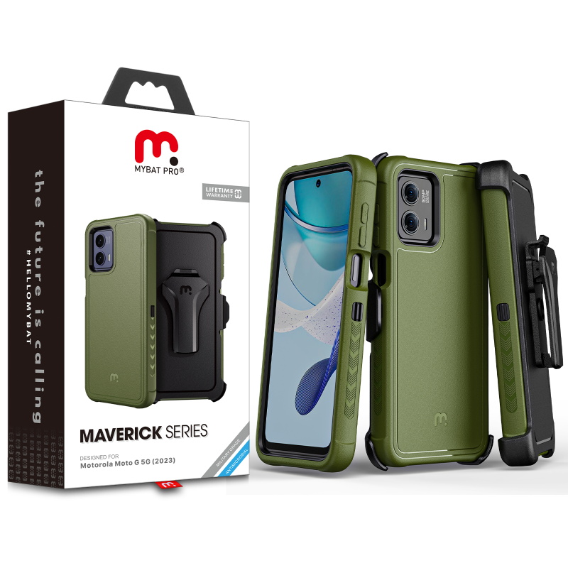 Picture of MyBat Pro Maverick Series Case w/ Holster for Motorola Moto G 5G (2023) - Army Green