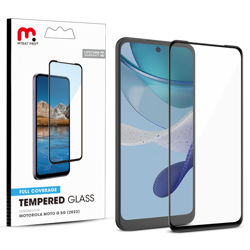 Picture of MyBat Pro Full Coverage Tempered Glass Screen Protector for Motorola Moto G 5G (2023) - Black