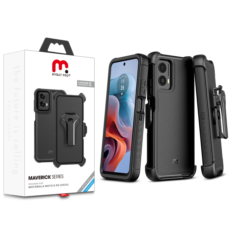 Picture of MyBat Pro Maverick Series Case w/ Holster for Motorola Moto G 5G (2024) - Black