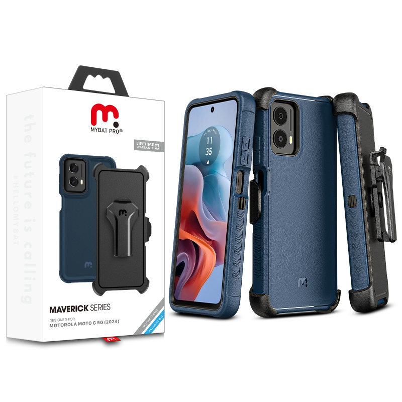 Picture of MyBat Pro Maverick Series Case w/ Holster for Motorola Moto G 5G (2024) - Blue