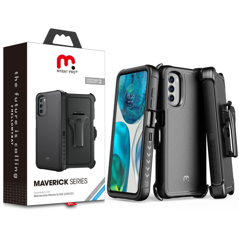 Picture of MyBat Pro Maverick Series Case w/ Holster for Motorola Moto G 5G (2022) - Black