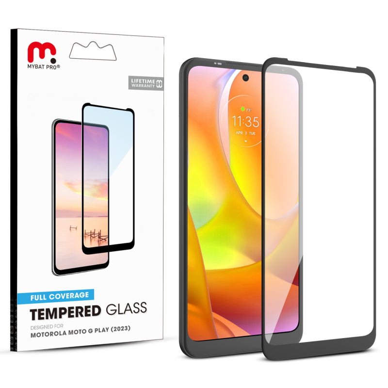 Picture of MyBat Pro Full Coverage Tempered Glass Screen Protector for Motorola Moto G Play (2023) - Black