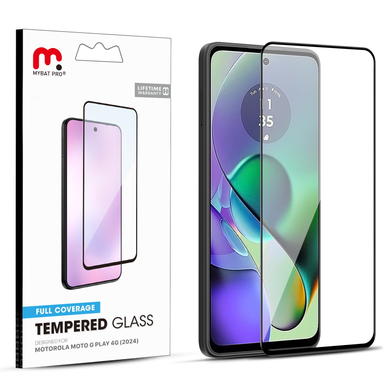 Picture of MyBat Pro Full Coverage Tempered Glass Screen Protector for Motorola Moto G Play 4G (2024) - Black