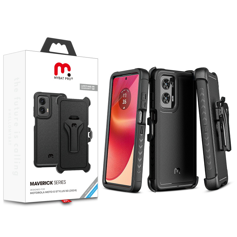 Picture of MyBat Pro Maverick Series Case w/ Holster for Motorola Moto G Stylus 5G (2024) - Black