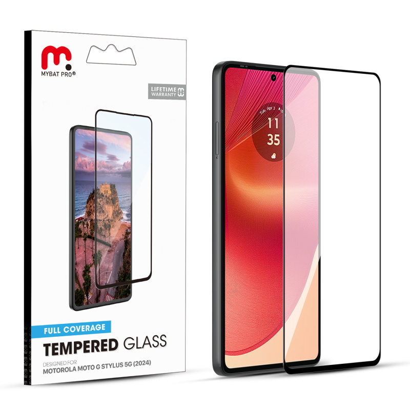 Picture of MyBat Pro Full Coverage Tempered Glass Screen Protector for Motorola Moto G Stylus 5G (2024) - Black