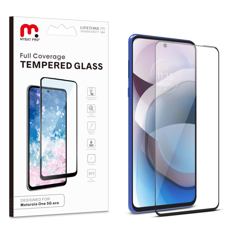 Picture of MyBat Pro Full Coverage Tempered Glass Screen Protector for Motorola One 5G Ace - Clear