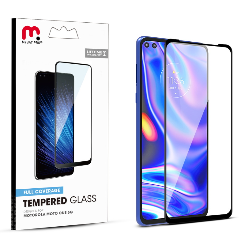 Picture of MyBat Pro Full Coverage Tempered Glass Screen Protector for Motorola Moto One 5G - Clear