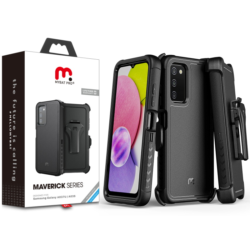 Picture of MyBat Pro Maverick Series Case w/ Holster for Samsung Galaxy A037U / A03S - Black
