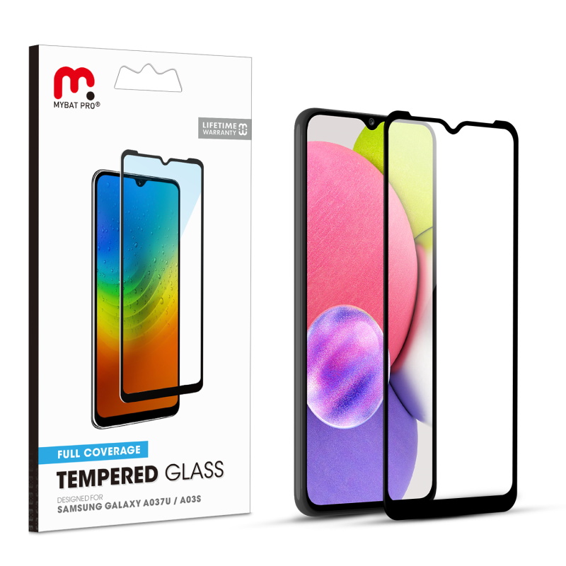 Picture of MyBat Pro Full Coverage Tempered Glass Screen Protector for Samsung Galaxy A037U / Galaxy A03s - Black