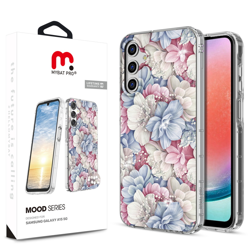 Picture of MyBat Pro Mood Series Case (with Diamonds) for Samsung Galaxy A15 5G - Floral Gems