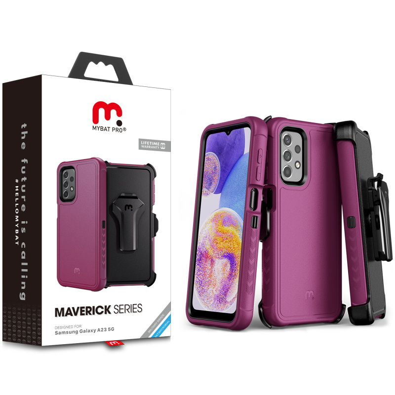 Picture of MyBat Pro Maverick Series Case w/ Holster for Samsung Galaxy A23 5G - Plum