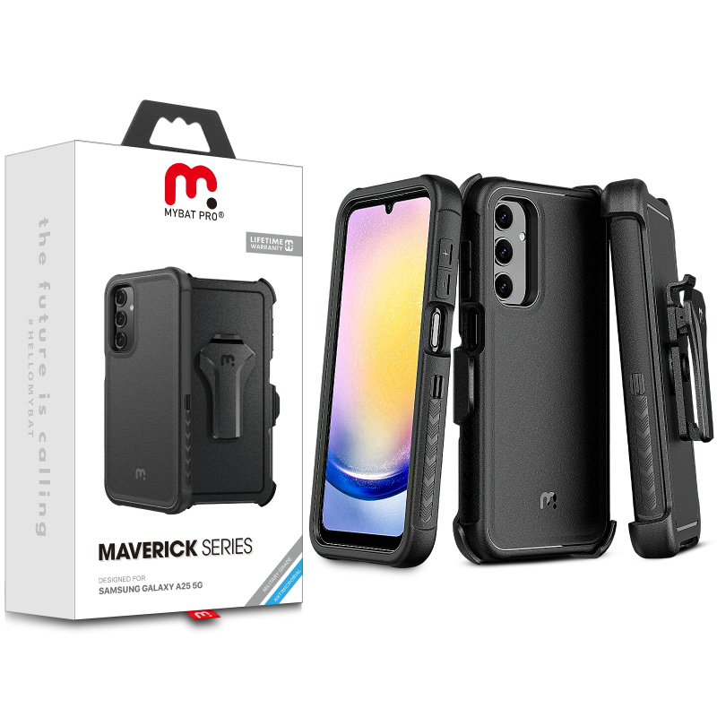 Picture of MyBat Pro Maverick Series Case w/ Holster for Samsung Galaxy A25 5G - Black