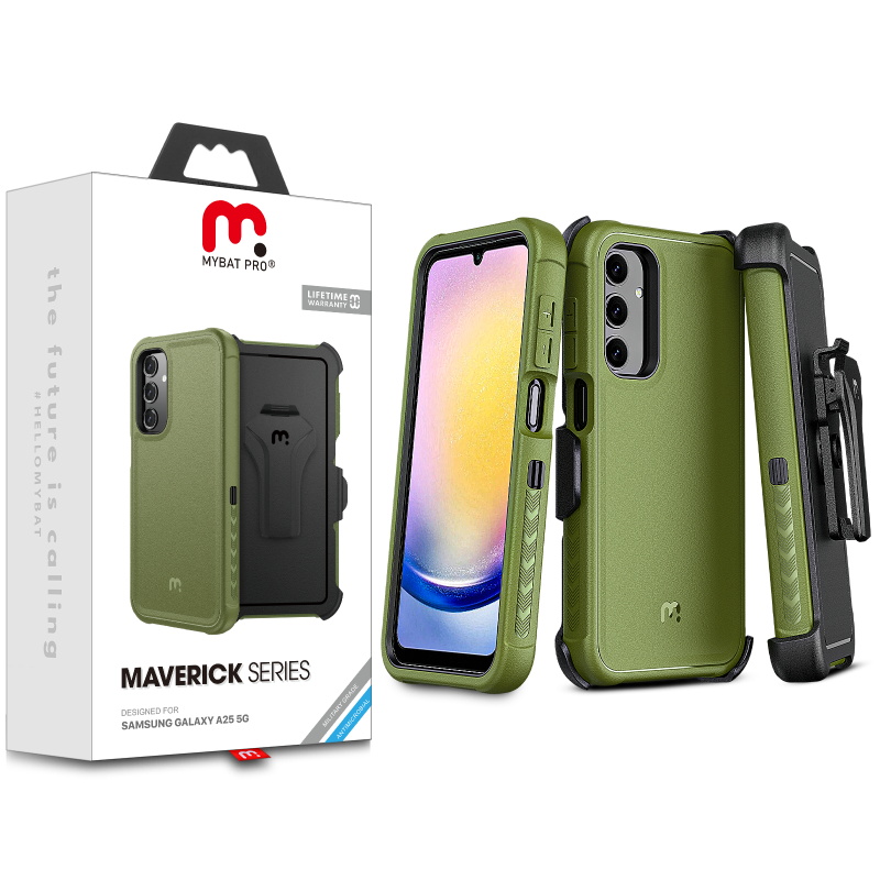 Picture of MyBat Pro Maverick Series Case w/ Holster for Samsung Galaxy A25 5G - Army Green