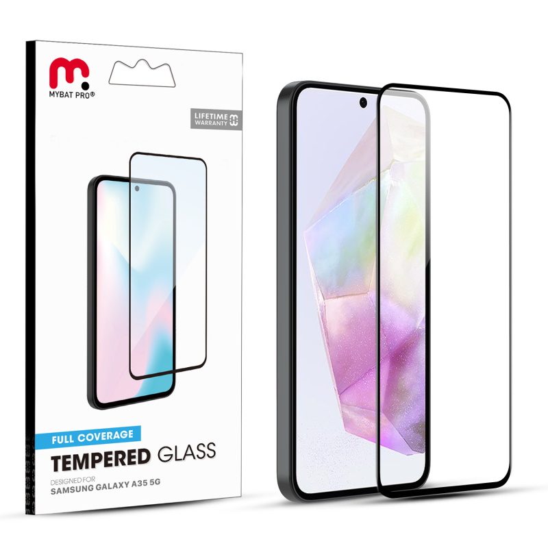 Picture of MyBat Pro Full Coverage Tempered Glass Screen Protector for Samsung Galaxy A35 5G - Black