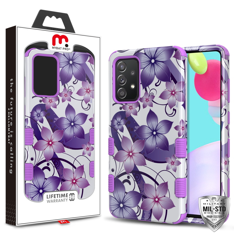 Picture of MyBat Pro Tuff Series Case for Samsung Galaxy A52 5G - Purple Hibiscus