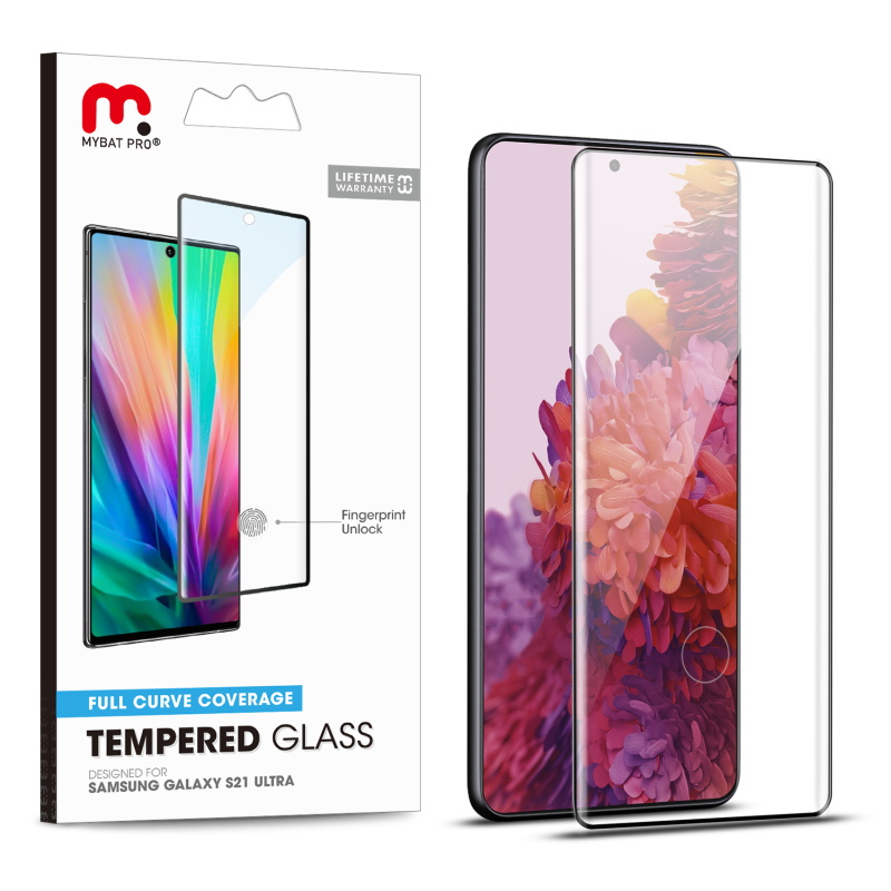 Picture of MyBat Pro Full Curve Coverage Tempered Glass Screen Protector for Samsung Galaxy S21 Ultra - Clear