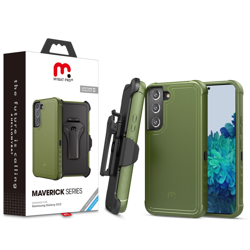 Picture of MyBat Pro Maverick Series Case w/ Holster for Samsung Galaxy S22 - Army Green