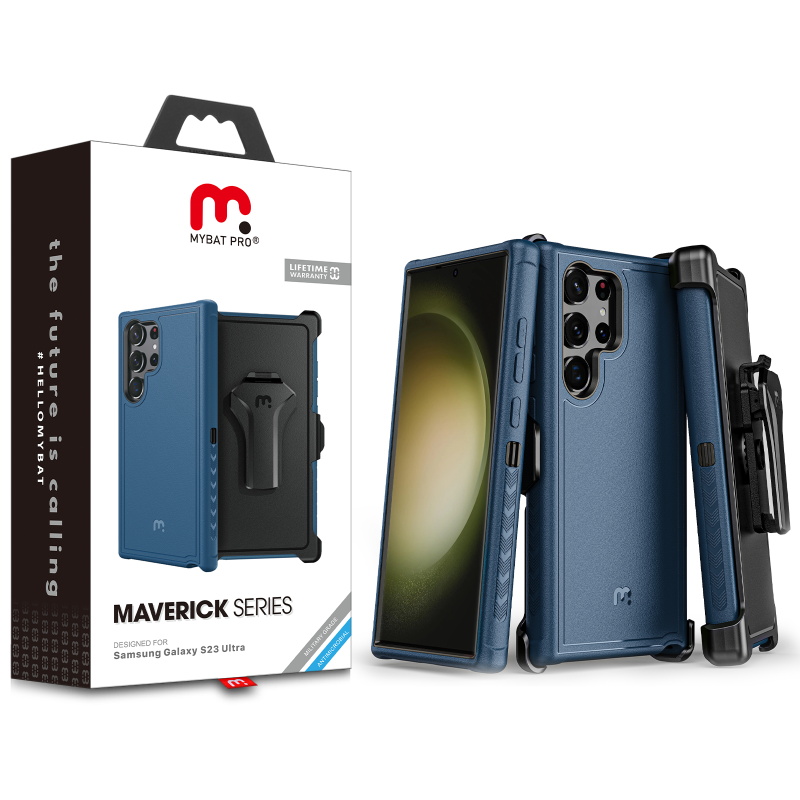 Picture of MyBat Pro Maverick Series Case w/ Holster for Samsung Galaxy S23 Ultra - Blue