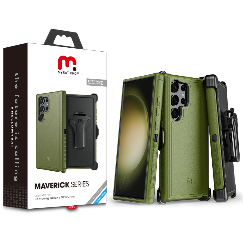 Picture of MyBat Pro Maverick Series Case w/ Holster for Samsung Galaxy S23 Ultra - Army Green