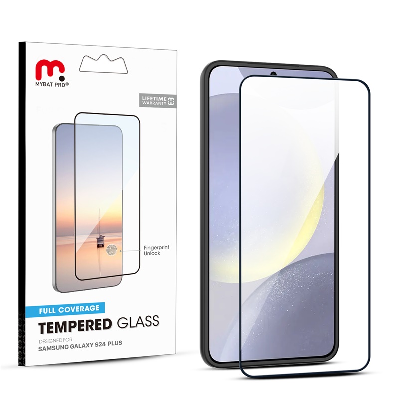 Picture of MyBat Pro Full Coverage Tempered Glass Screen Protector (Fingerprint Unlock) for Samsung Galaxy S24 Plus - Black