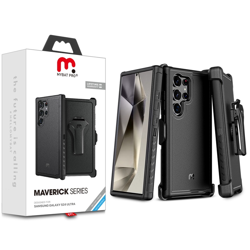 Picture of MyBat Pro Maverick Series Case w/ Holster for Samsung Galaxy S24 Ultra - Black