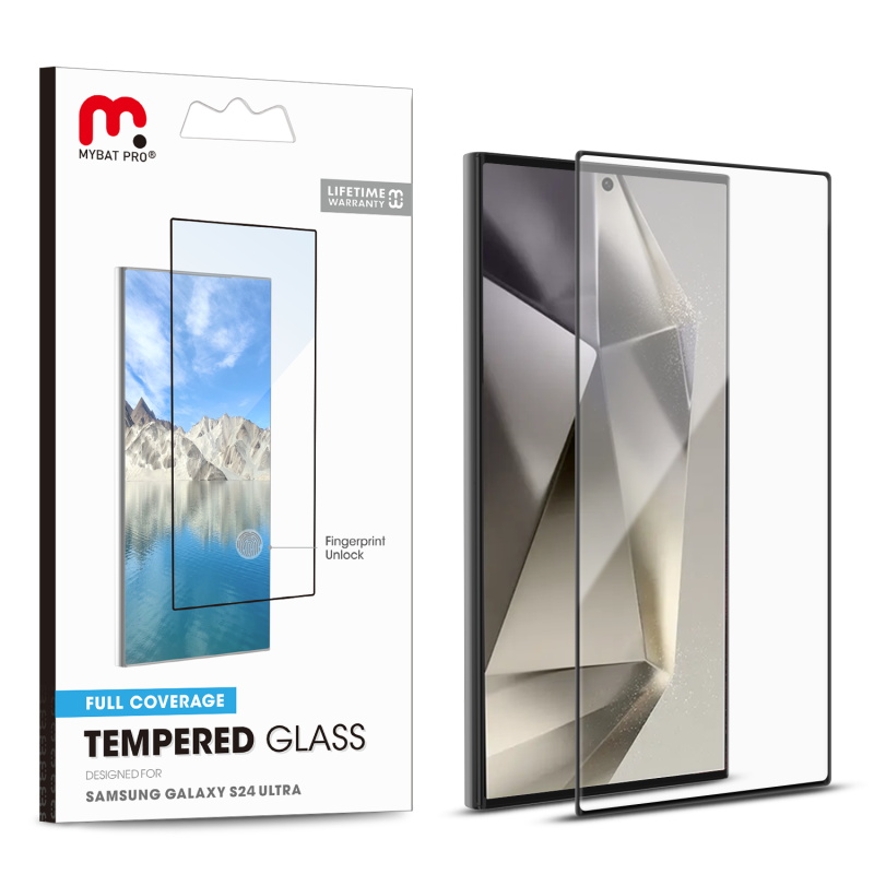 Picture of MyBat Pro Full Coverage Tempered Glass Screen Protector (Fingerprint Unlock) for Samsung Galaxy S24 Ultra - Black
