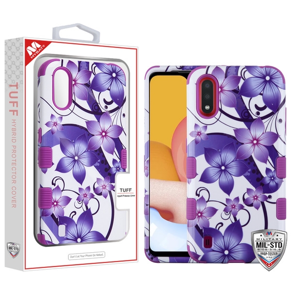 Picture of MyBat TUFF Series Case for Samsung Galaxy A01 - Purple Hibiscus