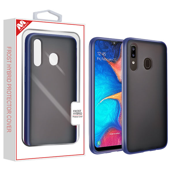 Picture of MyBat Frost Hybrid Protector Cover for Samsung Galaxy A20 - Semi Transparent Smoke Frosted / Rubberized Ink Blue