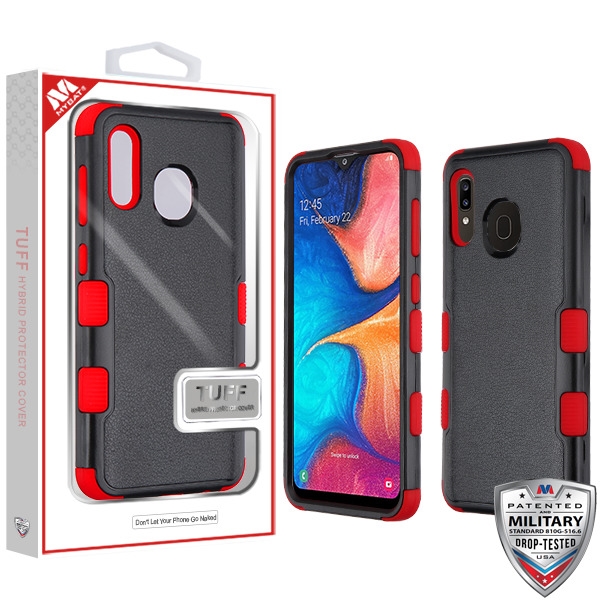 Picture of MyBat TUFF Series Case for Samsung Galaxy A20 - Natural Black / Red