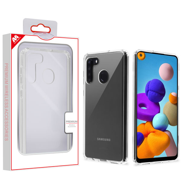 Picture of MyBat Sturdy Gummy Cover for Samsung Galaxy A21 - Highly Transparent Clear / Transparent Clear