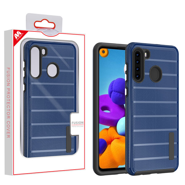 Picture of MyBat Fusion Protector Cover for Samsung Galaxy A21 - Ink Blue Dots Textured / Black