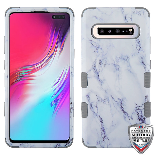 Picture of MyBat TUFF Series Case for Samsung Galaxy S10 5G - White Marbling / Iron Gray