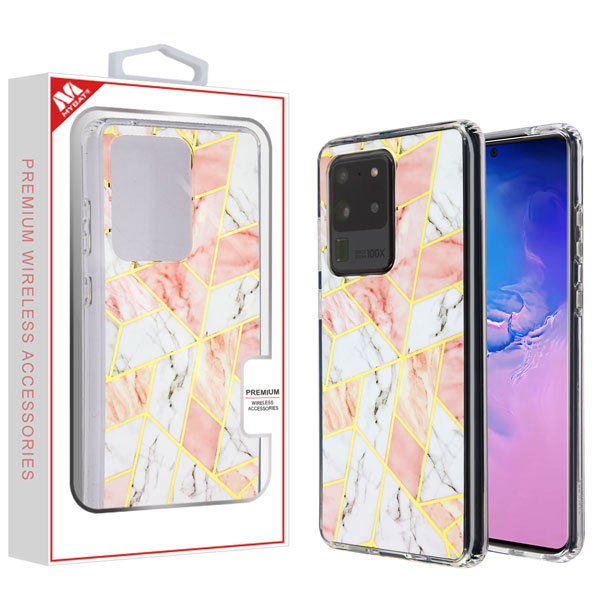 Picture of MyBat Fusion Protector Cover for Samsung Galaxy S20 Ultra (6.9) - Electroplated Pink Marbling